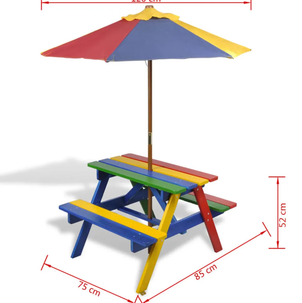 VIDAXL - Vidaxl - table et bancs avec parasol pour enfants