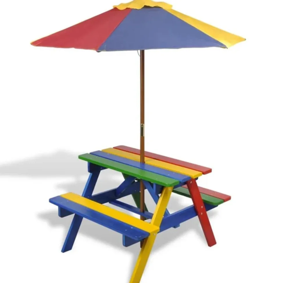 VIDAXL - Vidaxl - table et bancs avec parasol pour enfants