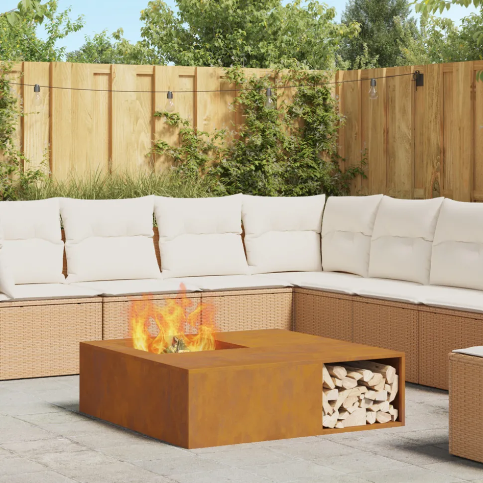 VIDAXL - Vitrexl foyer avec rangement à bûches 100x100x30 cm acier résistant aux intempéries