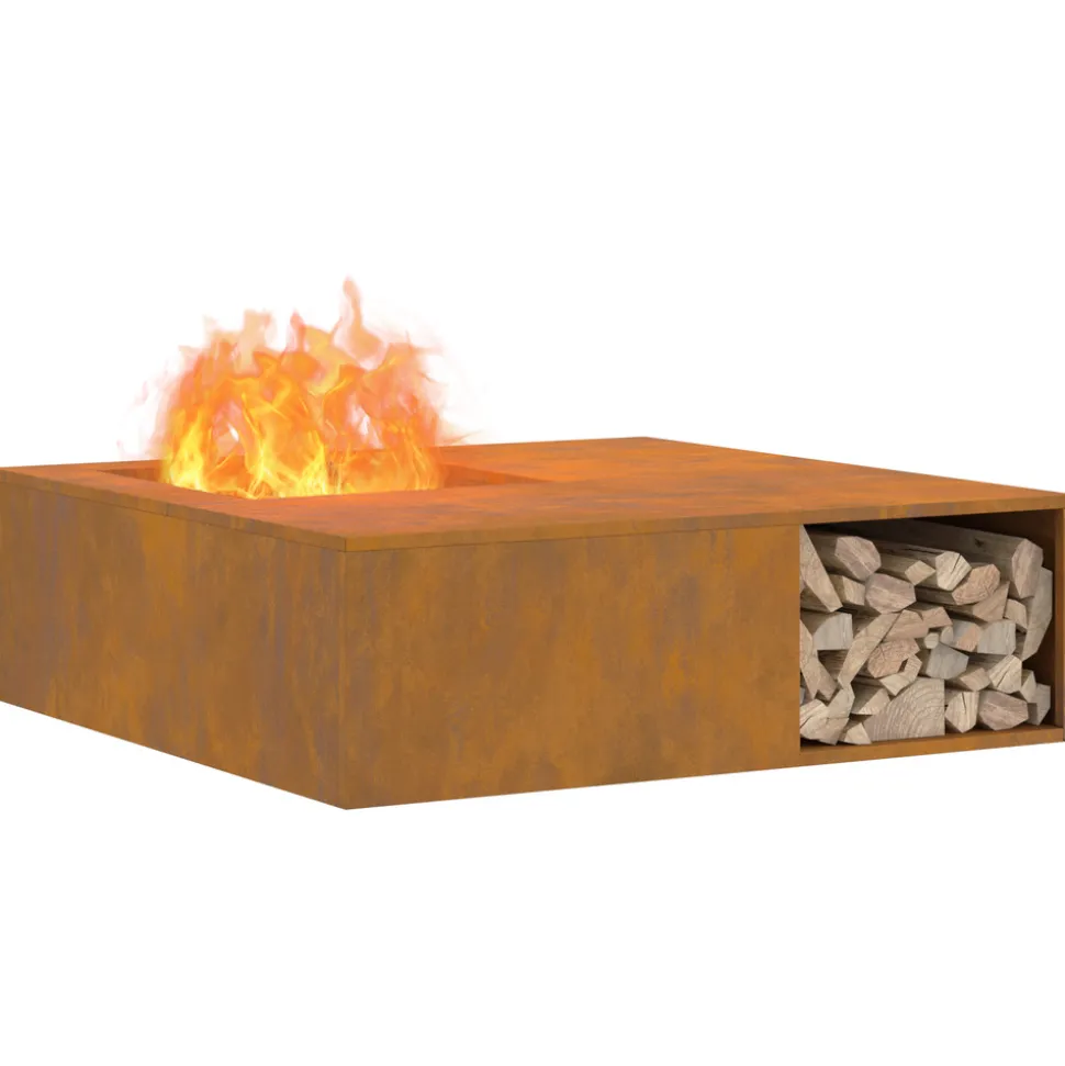 VIDAXL - Vitrexl foyer avec rangement à bûches 100x100x30 cm acier résistant aux intempéries