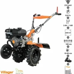 VILLAGER - Motoculteur professionnel 6,8 cv 212 cm3 3 vitesses av 1ar villager vtb 843 prime