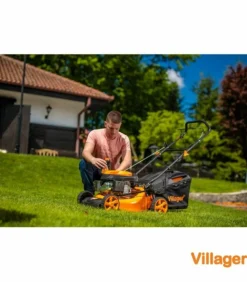 VILLAGER - Tondeuse poussée 46 cm thermique 146 cm³ 3 en 1 – villager atlas 4011 t
