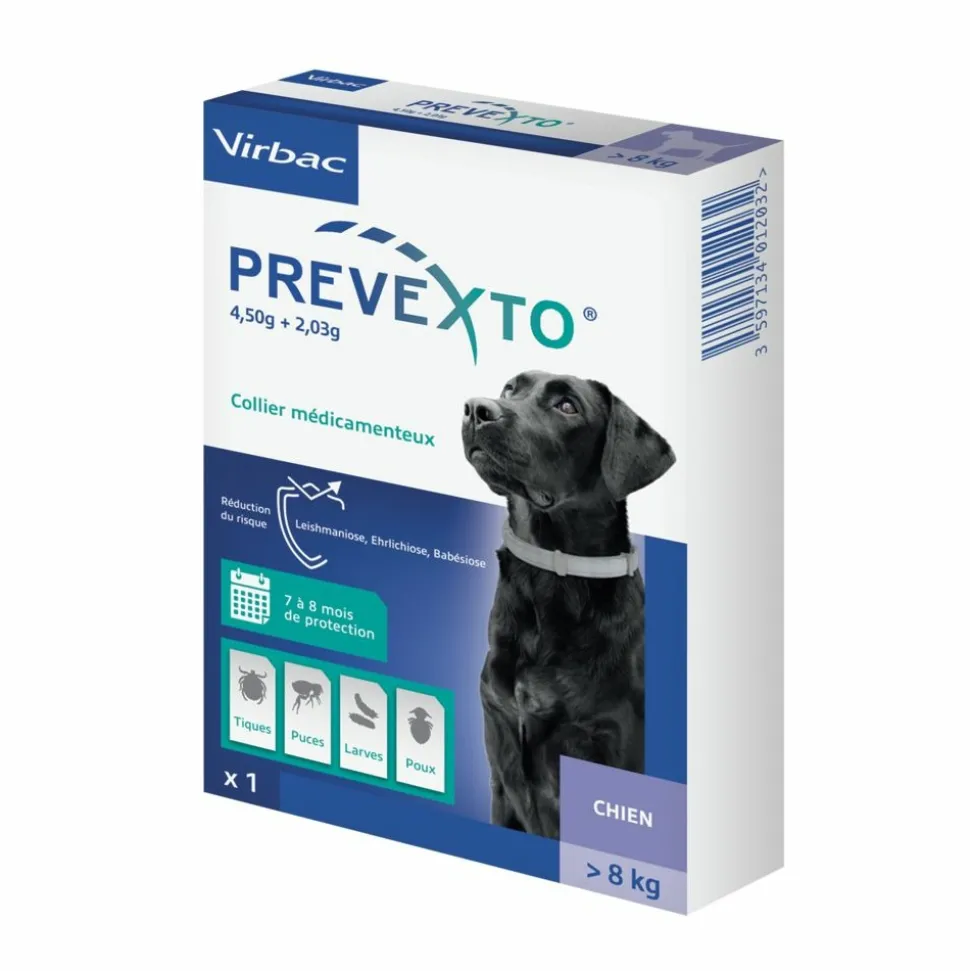 VIRBAC - Prevexto - collier antiparasitaire chien + 8kg 1 unité