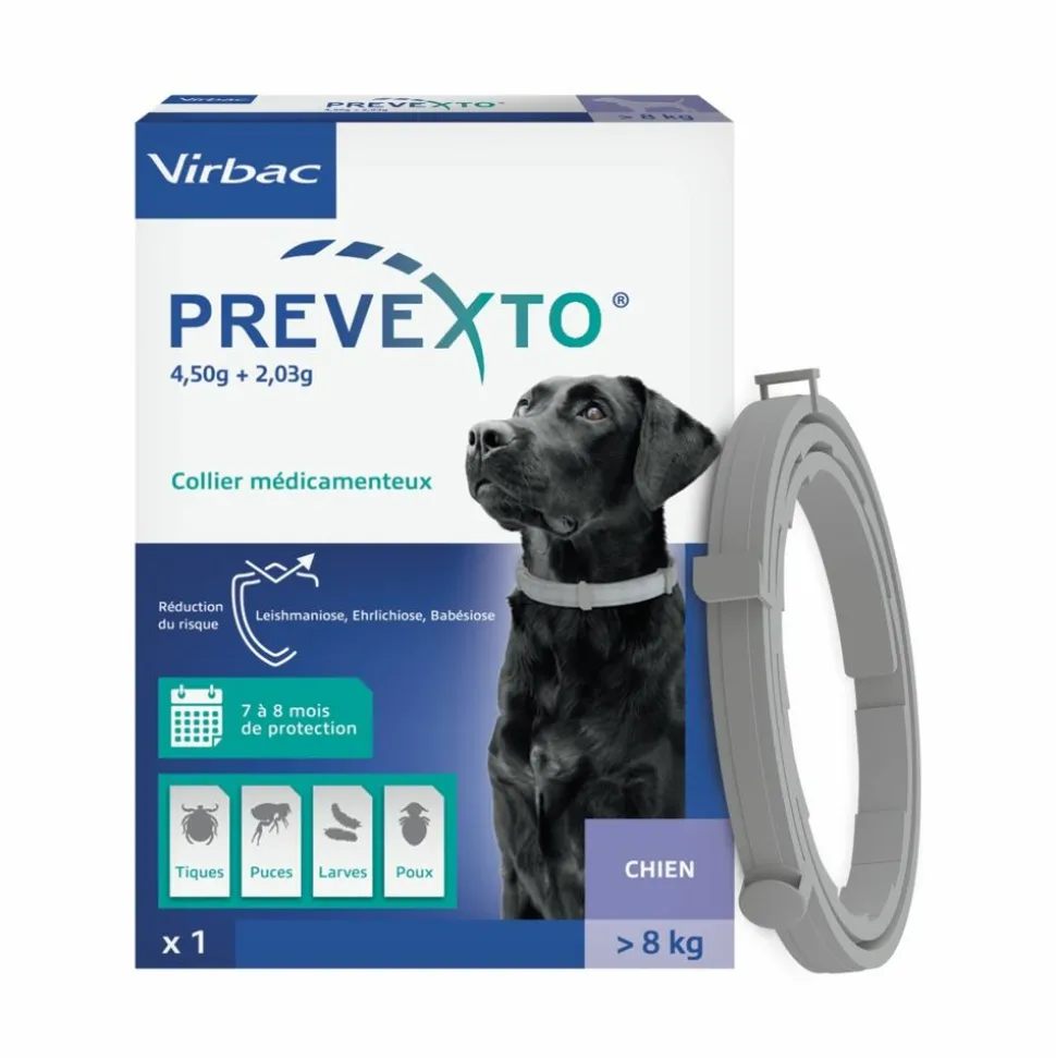VIRBAC - Prevexto - collier antiparasitaire chien + 8kg 1 unité