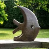 WANDA COLLECTION - Grande sculpture moderne poisson 100 cm brun