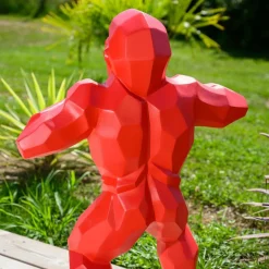 WANDA COLLECTION - Statue origami gorille rouge 80 cm