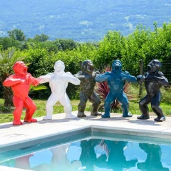 WANDA COLLECTION - Statue origami gorille rouge 80 cm