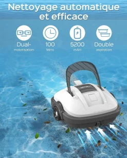 WYBOT - Robot de piscine sans fil osprey 200 max - nettoyage puissant du fond, autonomie 100 min