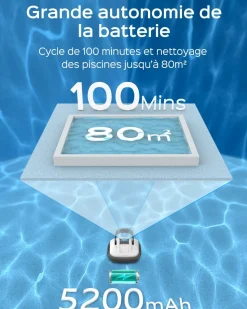 WYBOT - Robot de piscine sans fil osprey 200 max - nettoyage puissant du fond, autonomie 100 min