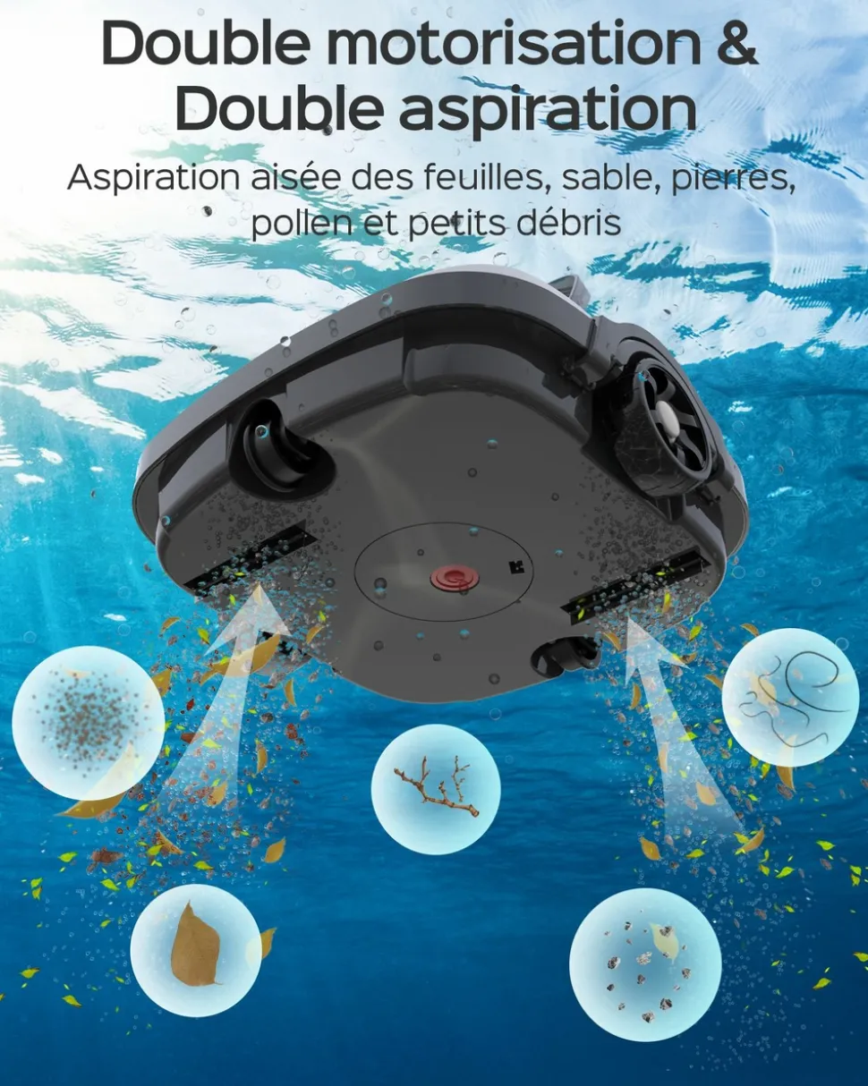 WYBOT - Robot de piscine sans fil osprey 200 max - nettoyage puissant du fond, autonomie 100 min