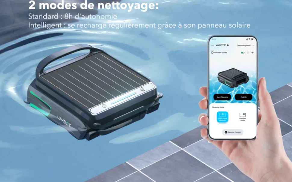 WYBOT - Skimmer flottant solaire wybot f1 robot nettoyeur de surface piscine autonome et connecté