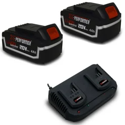 X-PERFORMER - Pack 2 batterie concept 20v lithium 4 ah pour la gamme d'outils electro-portatifs x-performer + double chargeur