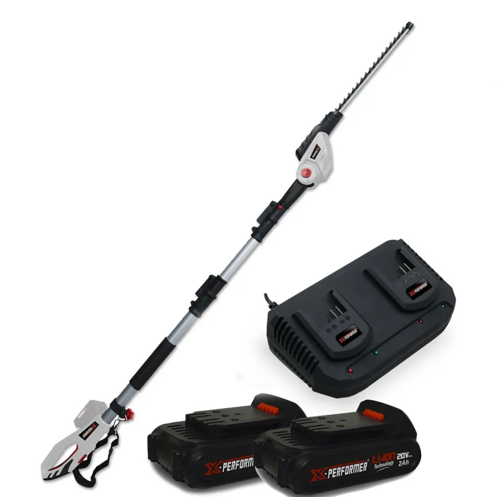 X-PERFORMER - Scie à ebrancher taille haies sur perche 20v xperformer xp2psth20li - outil portatif -2 batteries 2ah et double chargeur