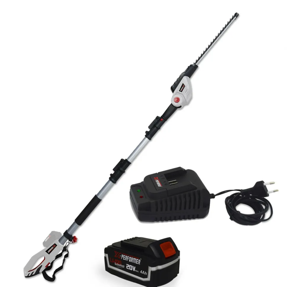 X-PERFORMER - Scie à ebrancher taille haies sur perche 20v - xperformer xp2psth20li - outil portatif - batterie 4 ah + chargeur inclus