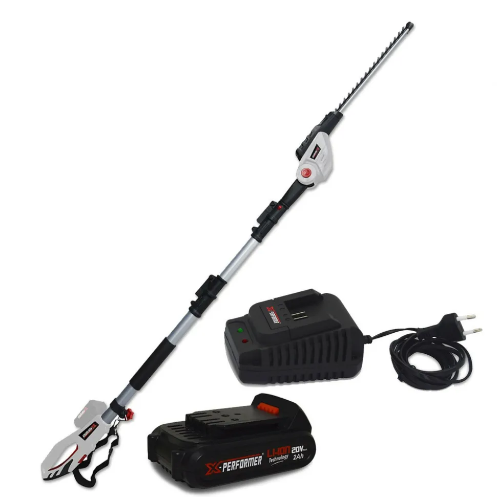 X-PERFORMER - Scie à ebrancher taille haies sur perche 20v - xperformer xp2psth20li - outil portatif - batterie 2ah et chargeur inclus