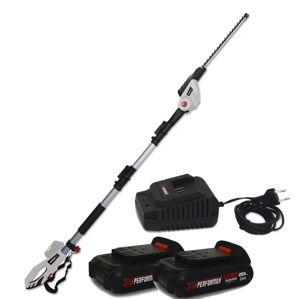 X-PERFORMER - Scie à ebrancher taille haies sur perche 20v - xperformer xp2psth20li - portatif - 2 batteries 2ah et chargeur inclus
