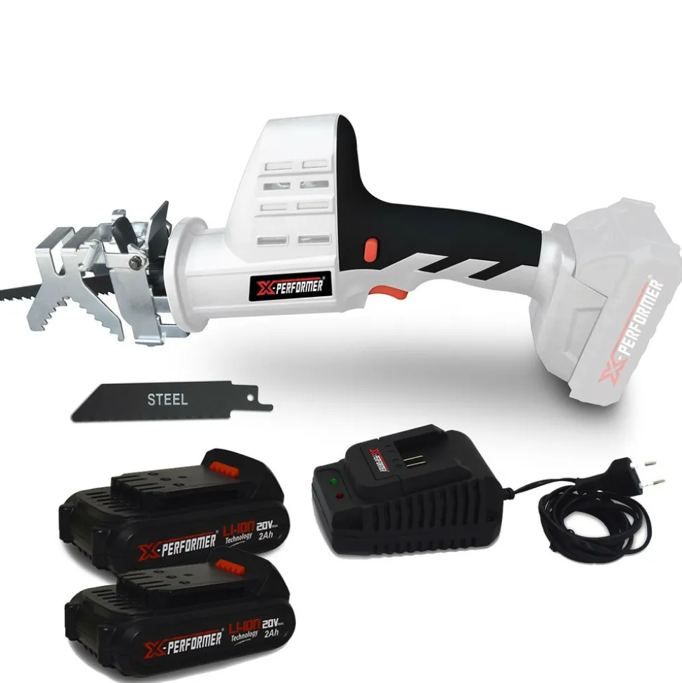 X-PERFORMER - Scie a ebrancher portative 20v - coupe bois et metal -2700 t-min - xperformer xpcbr20li - 2 batteries 2ah et chargeur