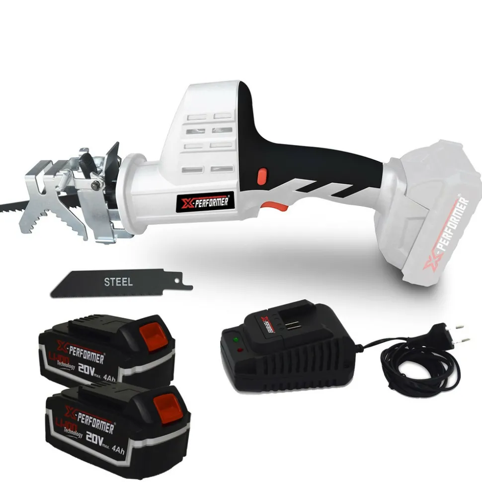 X-PERFORMER - Scie a ebrancher portative 20v - coupe bois et metal -2700 t-min - xperformer xpcbr20li - 2 batteries 4ah et chargeur