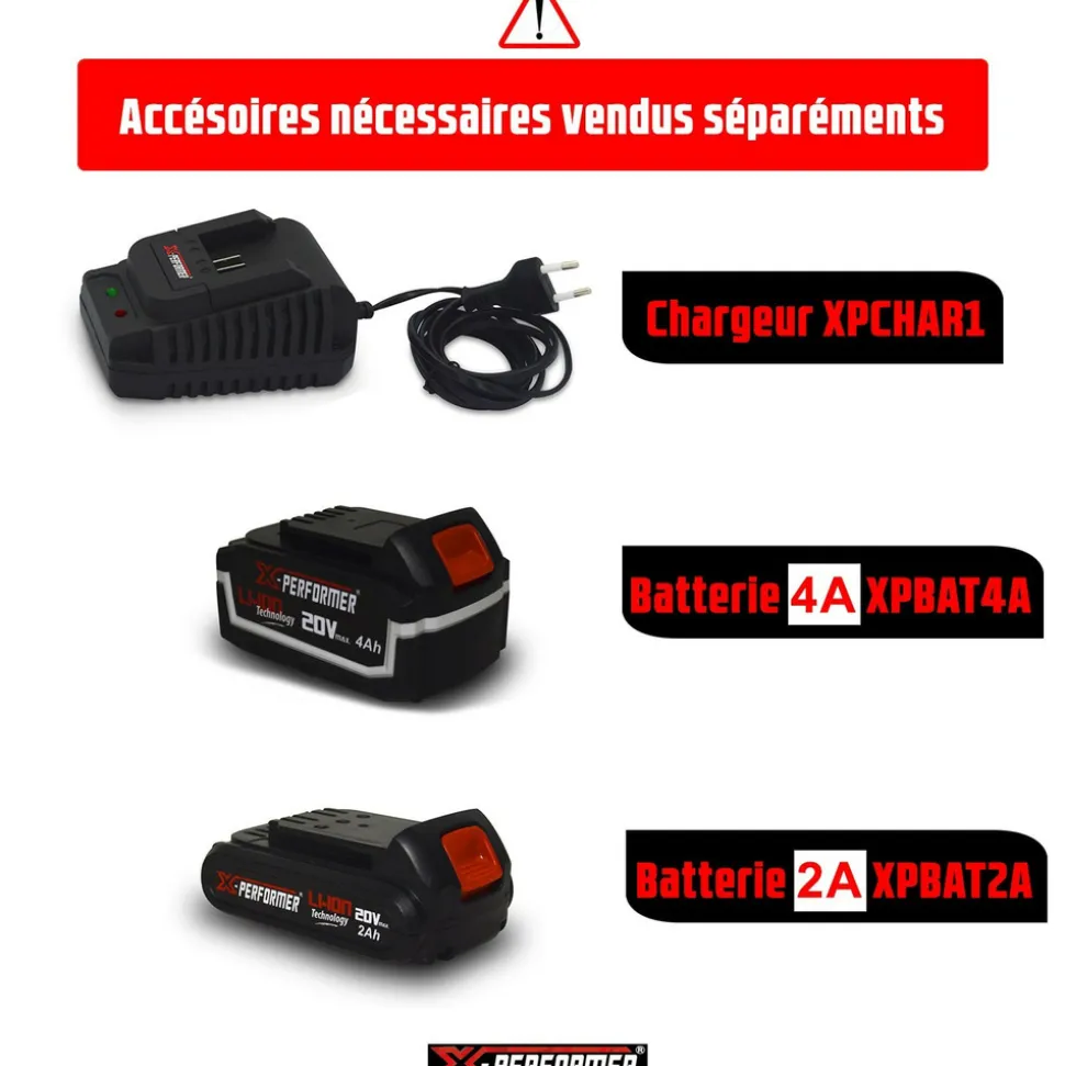X-PERFORMER - Souffleur sur batterie 40v - x-performer xpse40libl-2b - vitesse air 198 km/h - turbo - sans batterie ni chargeur