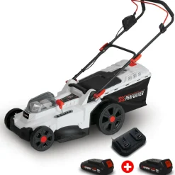 X-PERFORMER - Tondeuse à gazon portative sur batterie - 40v max - hauteur de coupe 6 positions avec 2 batteries 2ah et double chageur
