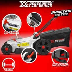 X-PERFORMER - Tondeuse rechargeable 2 x 20v max 43 cm avec batteries 4ah et chargeur double -