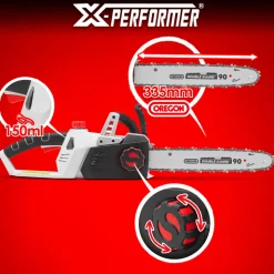 X-PERFORMER - Tronçonneuse rechargeable 40v (2x20v) - guide et chaîne oregon - livrée sans bat