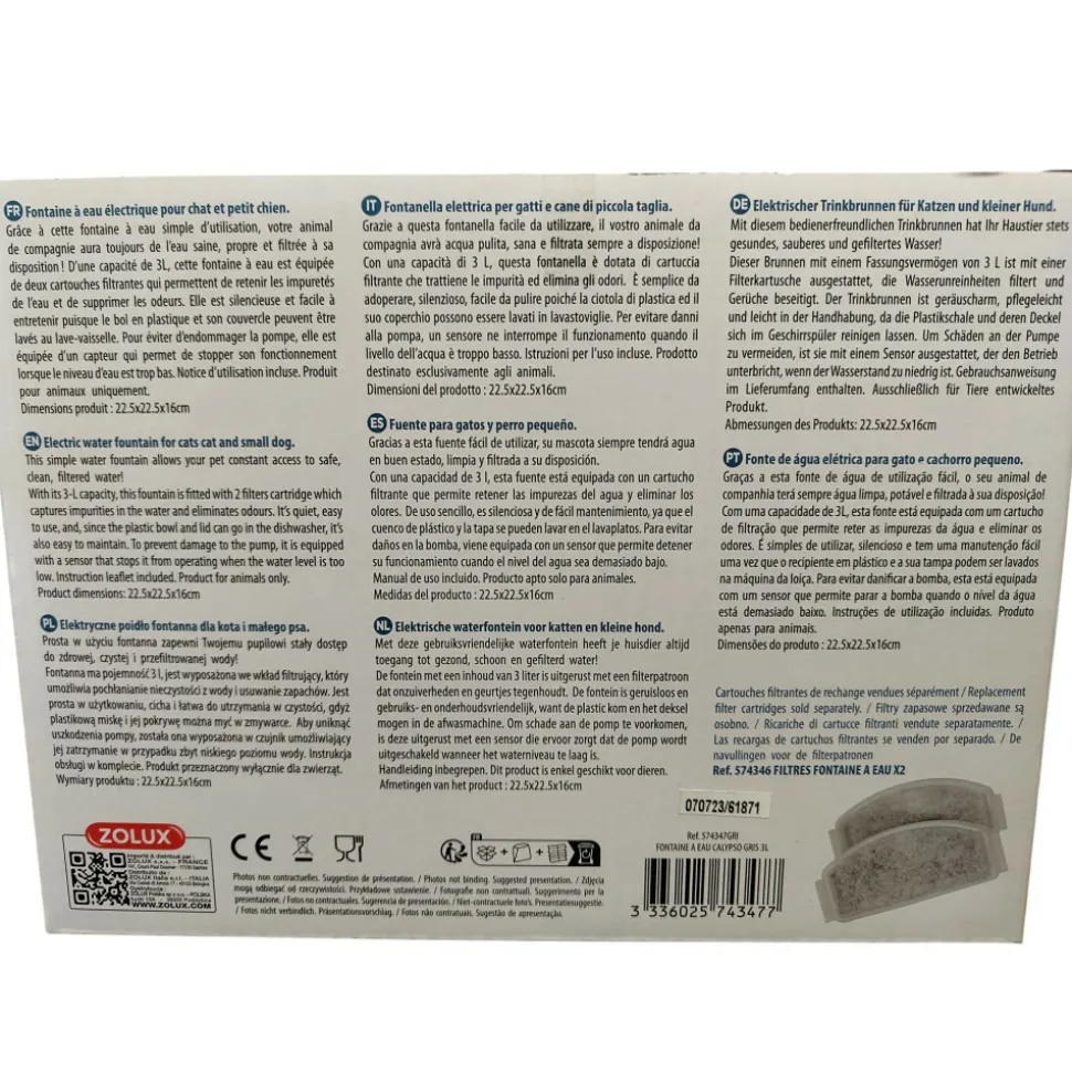 ZOLUX - Fontaine à eau pour chiens et chats calypso 3 litres