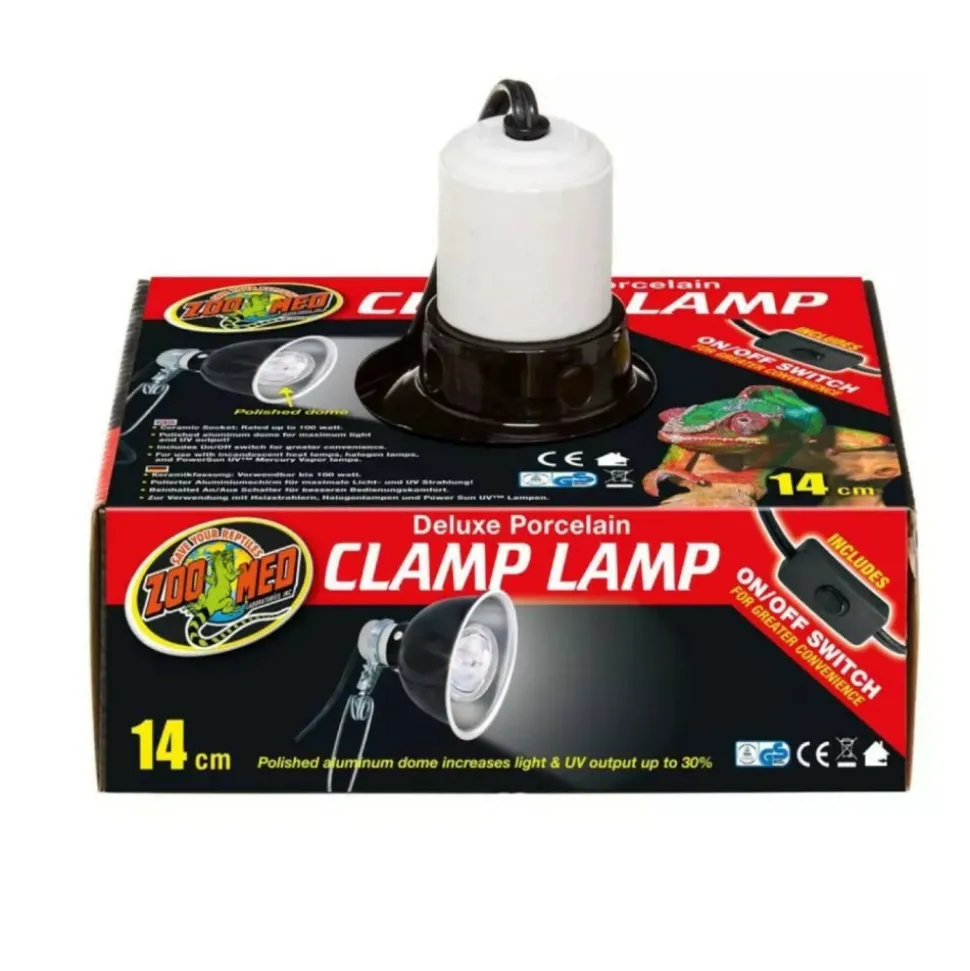 ZOO MED - Support de lampe zoomed deluxe porcelaine clamp lampe 14cm pour terrarium