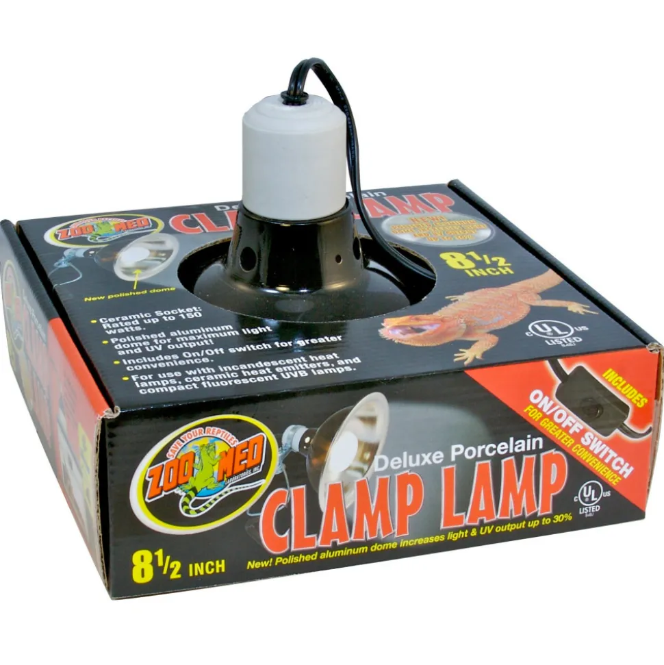 ZOO MED - Support de lampe zoomed deluxe porcelaine clamp lampe 14cm pour terrarium